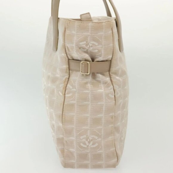 CHANEL New Travel Line Hand Bag Nylon Beige Gold CC Auth ep10569 - Picture 5 of 16